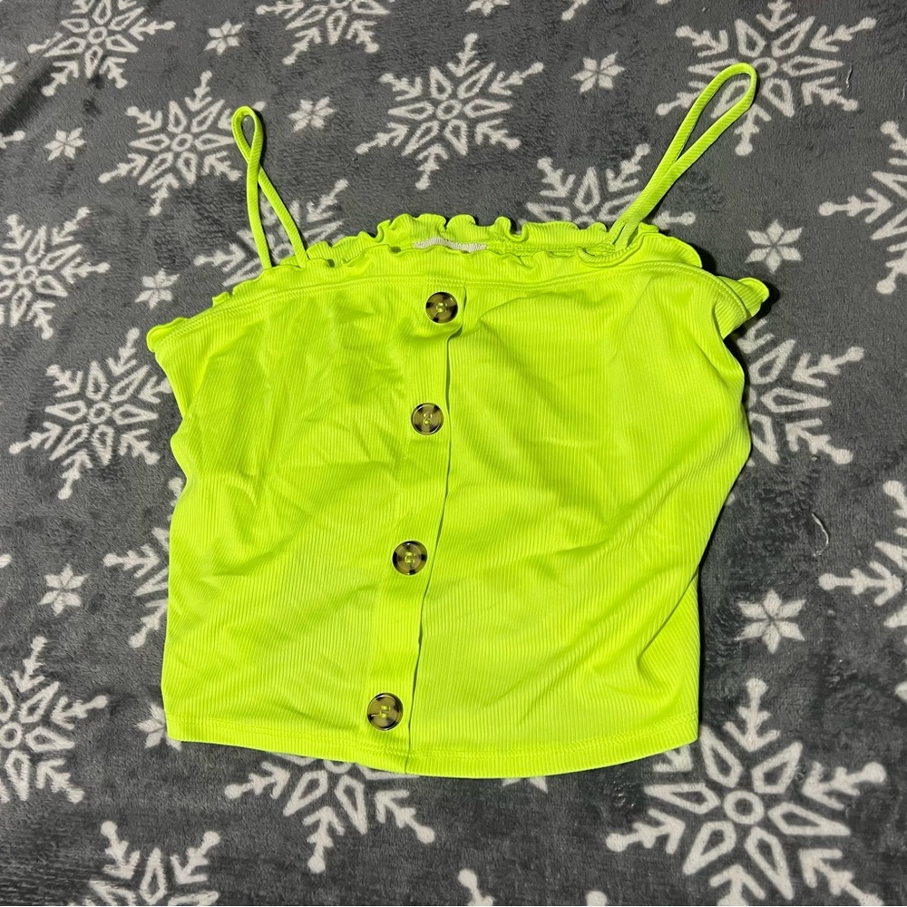 Frilly buttoned spaghetti strap